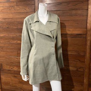 Terraware. Linen. Blazer. Green. Three button. Loose fitting. Medium.